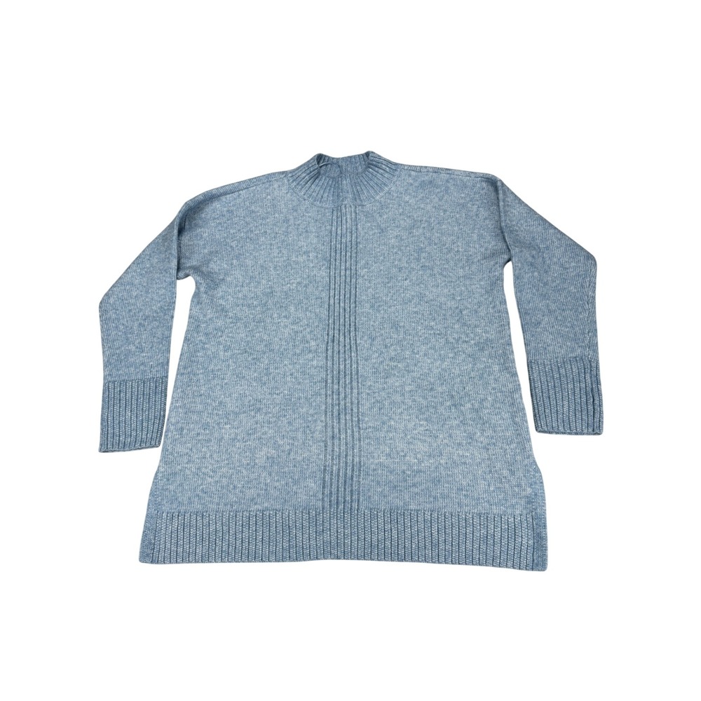Croft & Barrow Womens Mock Neck Ribbed Front Sweater Blue Large MSRP $34